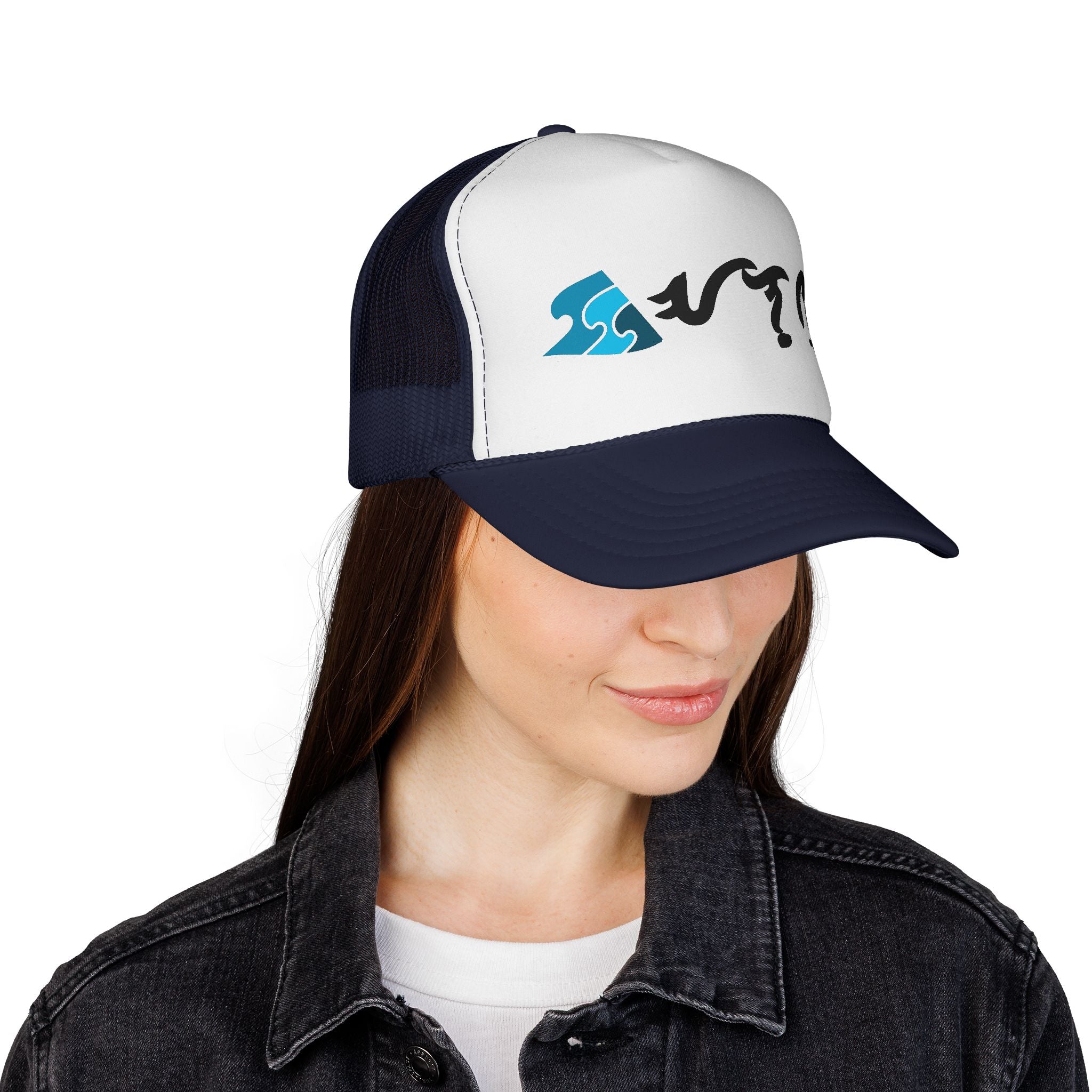 Alon Lifestyle Wave Script Trucker Cap — Surf Inspired Mesh Hat