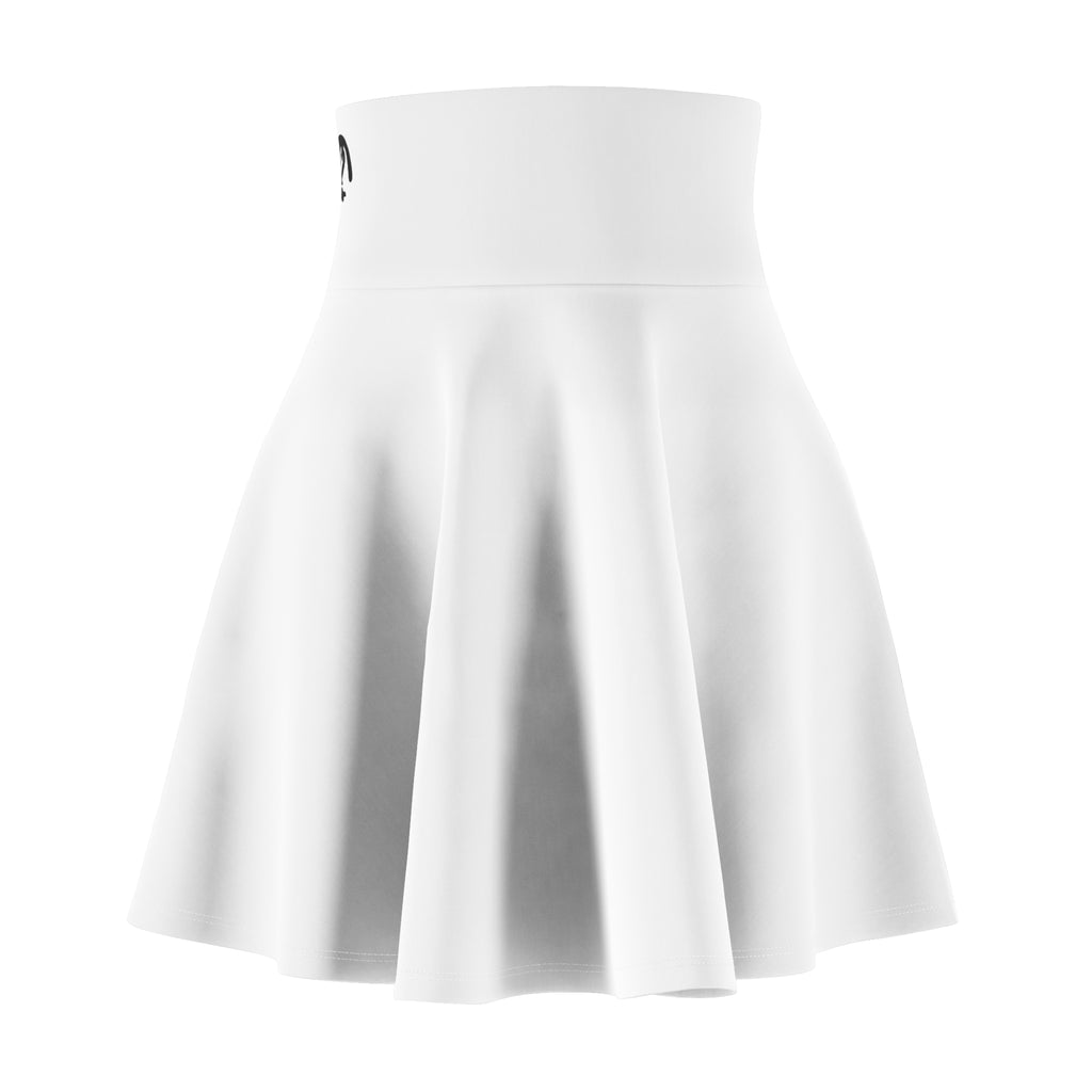 White Skater Skirt with Minimal Script Accent – Women's AOP Flared Skirt