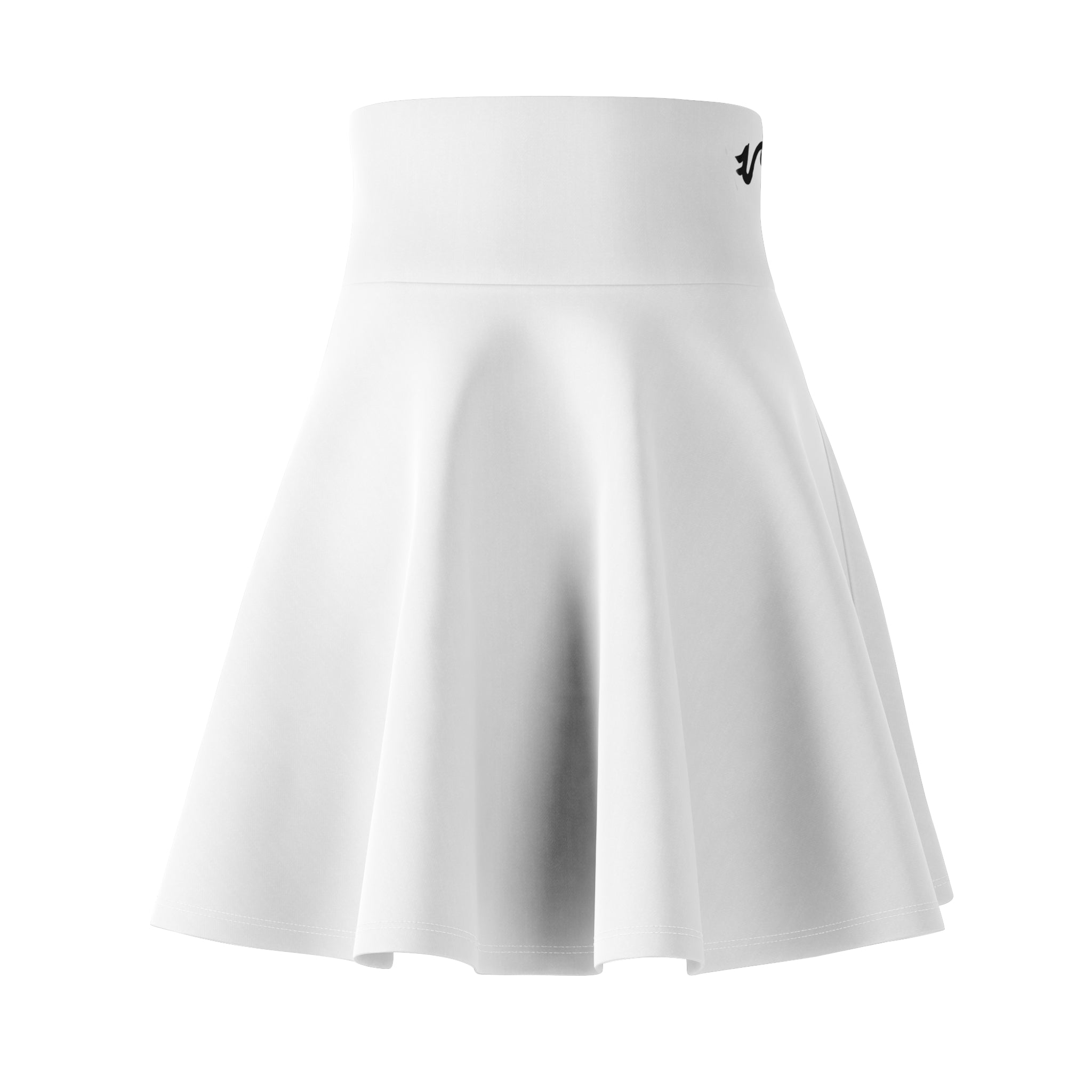 White Skater Skirt with Minimal Script Accent – Women's AOP Flared Skirt