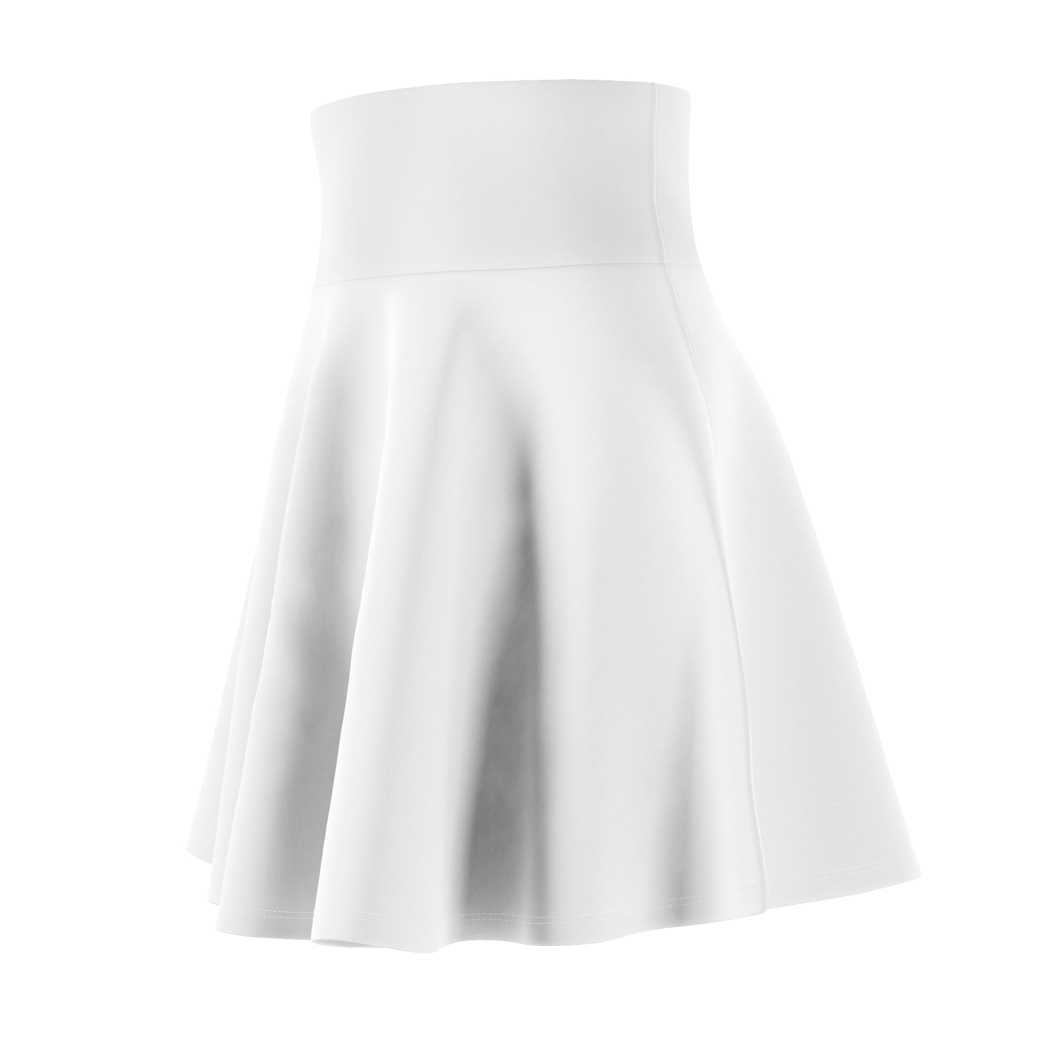 White Skater Skirt with Minimal Script Accent – Women's AOP Flared Skirt